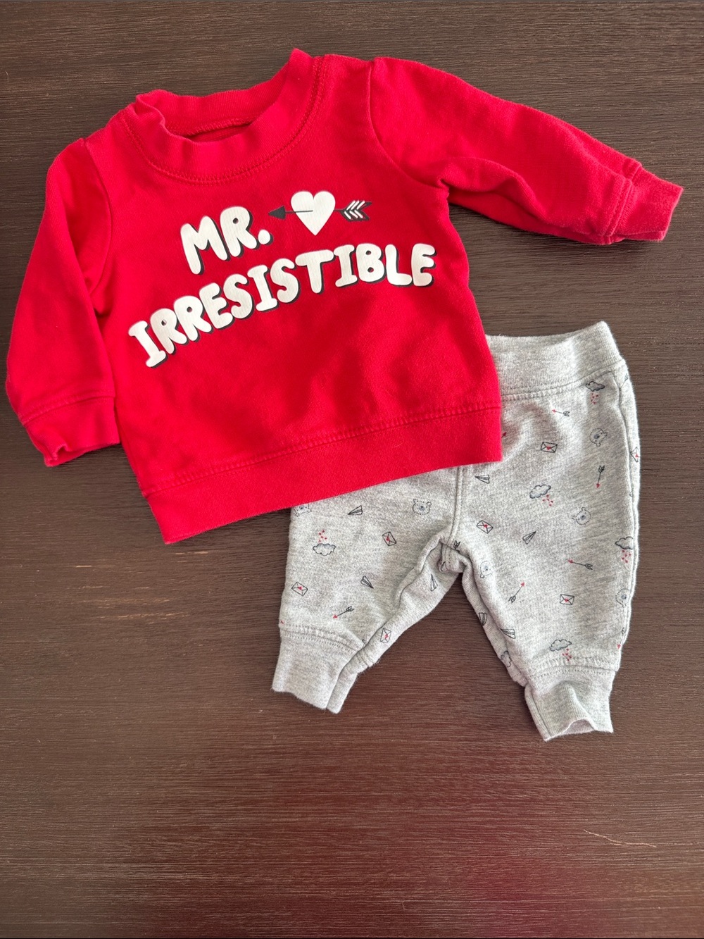 Mr. Irresistible Red Top & Gray Pants Kids Matching Set